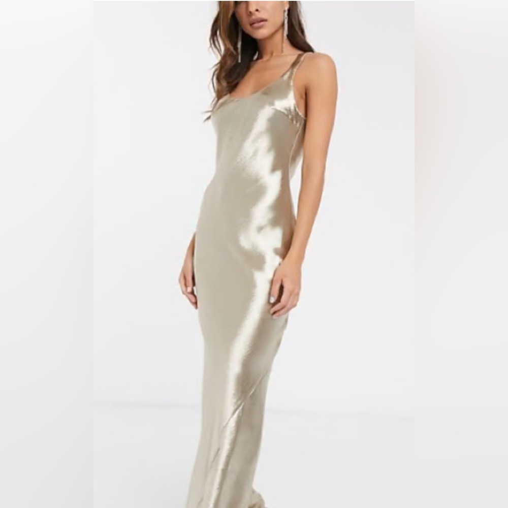ASOS Gold Open Back, Sleeveless Dress